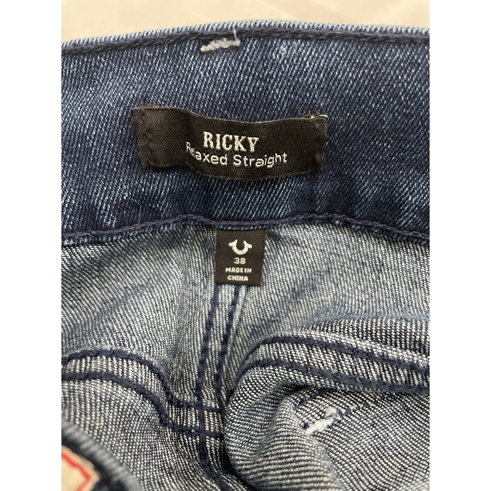 True Religion Ricky Relaxed Straight Denim Shorts Jorts 34x12 Flap Pocket - Picture 7 of 8